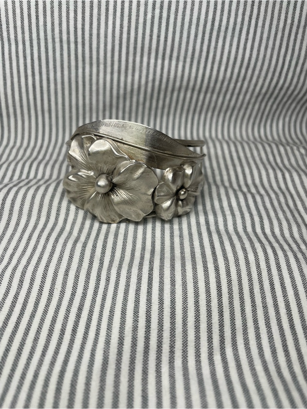 1920’s silver pansy cuff bracelet